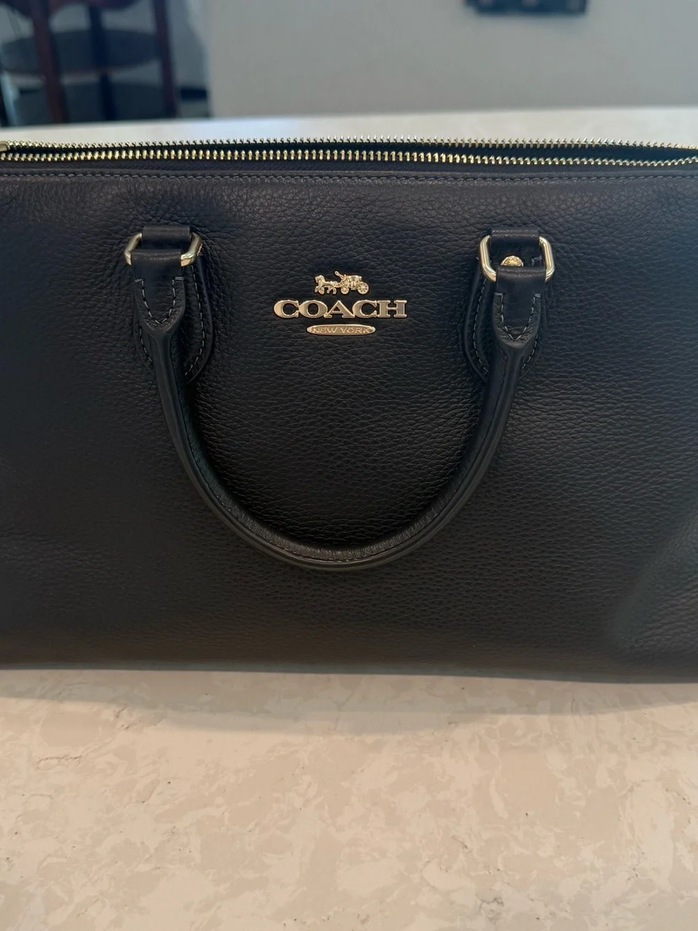 COACH Georgia Black Leather Satchel Handbag